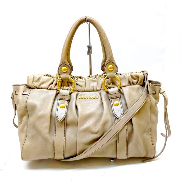 Miu Miu Handbags - Miu Miu Vitello Lux Leather Bag - Cream, 100% Authentic, great condition! 2 way